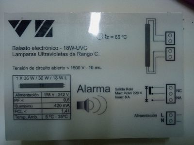 Balastro electrónico 18W-UVC